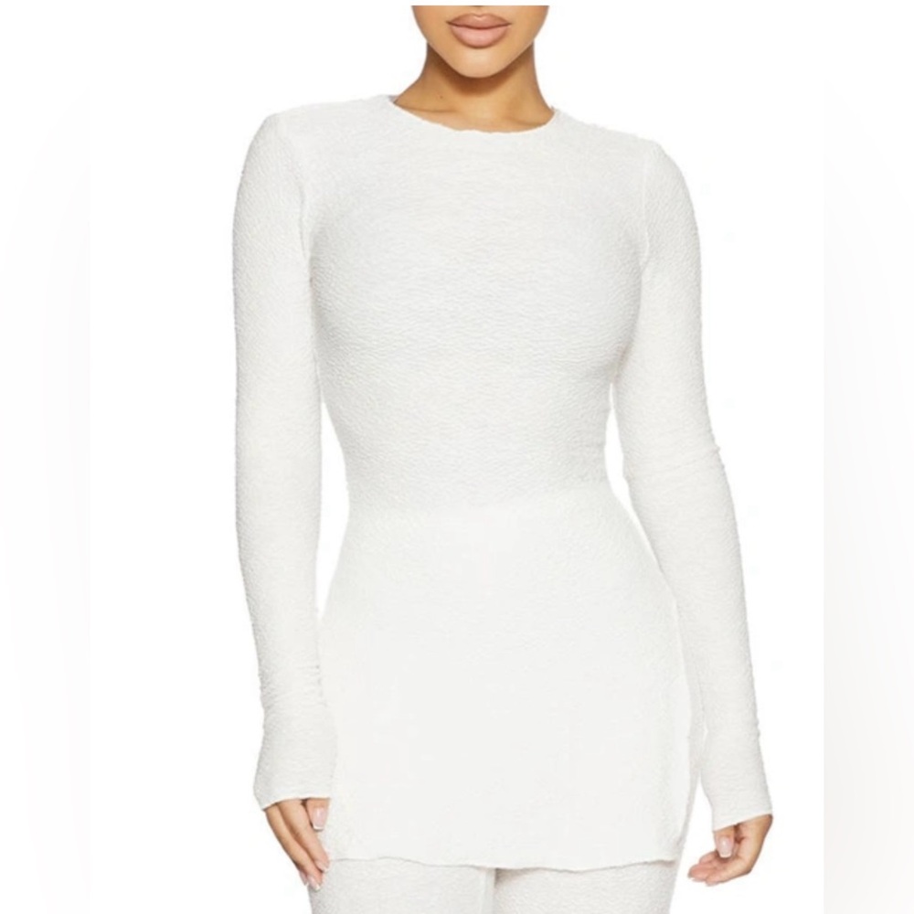 NAKED WARDROBE RIBBED SIDE SPLIT TOP!